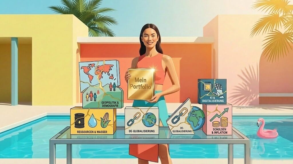 Symbolbild: Frau mit Portfolio und Einlfussfaktoren